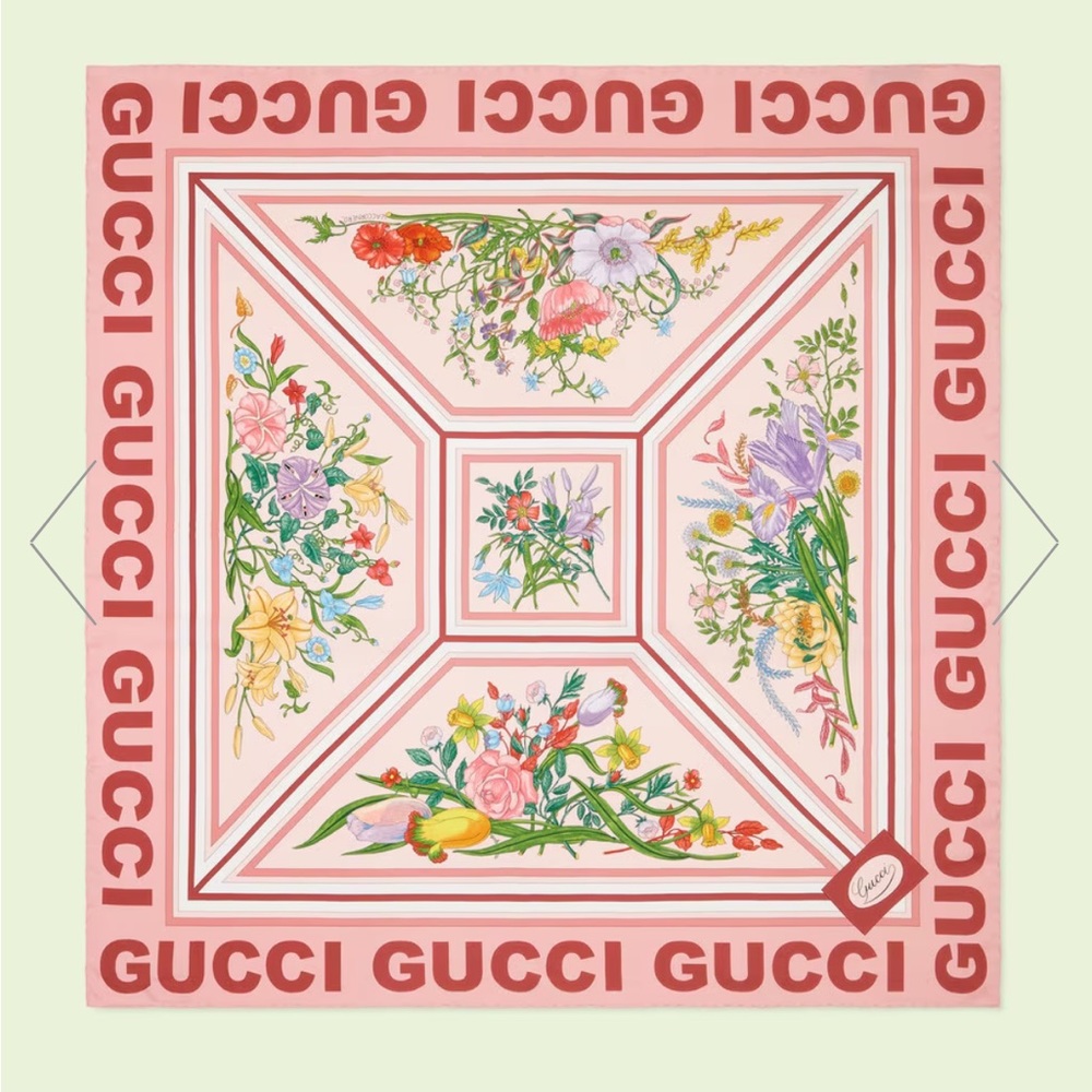 Gucci Pink Floral Scarf 2022